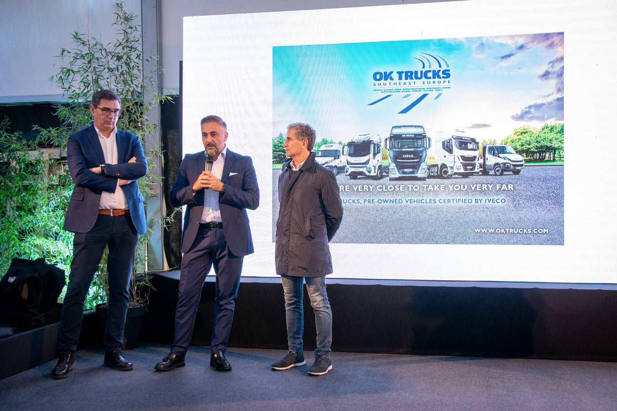 Massimiliano Perri, globalni direktor branda OK Trucks, Emilio Parato, direktor Iveca za Austriju i jugoistočnu Europu (CEE) i Miloš Lalović, Director OK Trucks CEE.